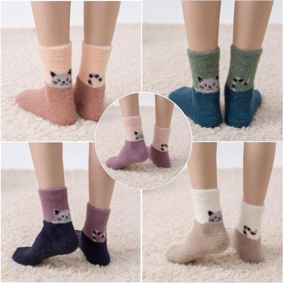 New 5 Pairs Fuzzy Soft Cozy Comfortable Socks for Women, Casual Sleep Comfy Sock - Picture 5 of 6